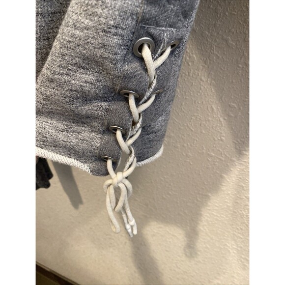 Rag & Bone Amelia Lace Up Hoodie Cropped Sweatshirt, Gray Size XS - Picture 4 of 10